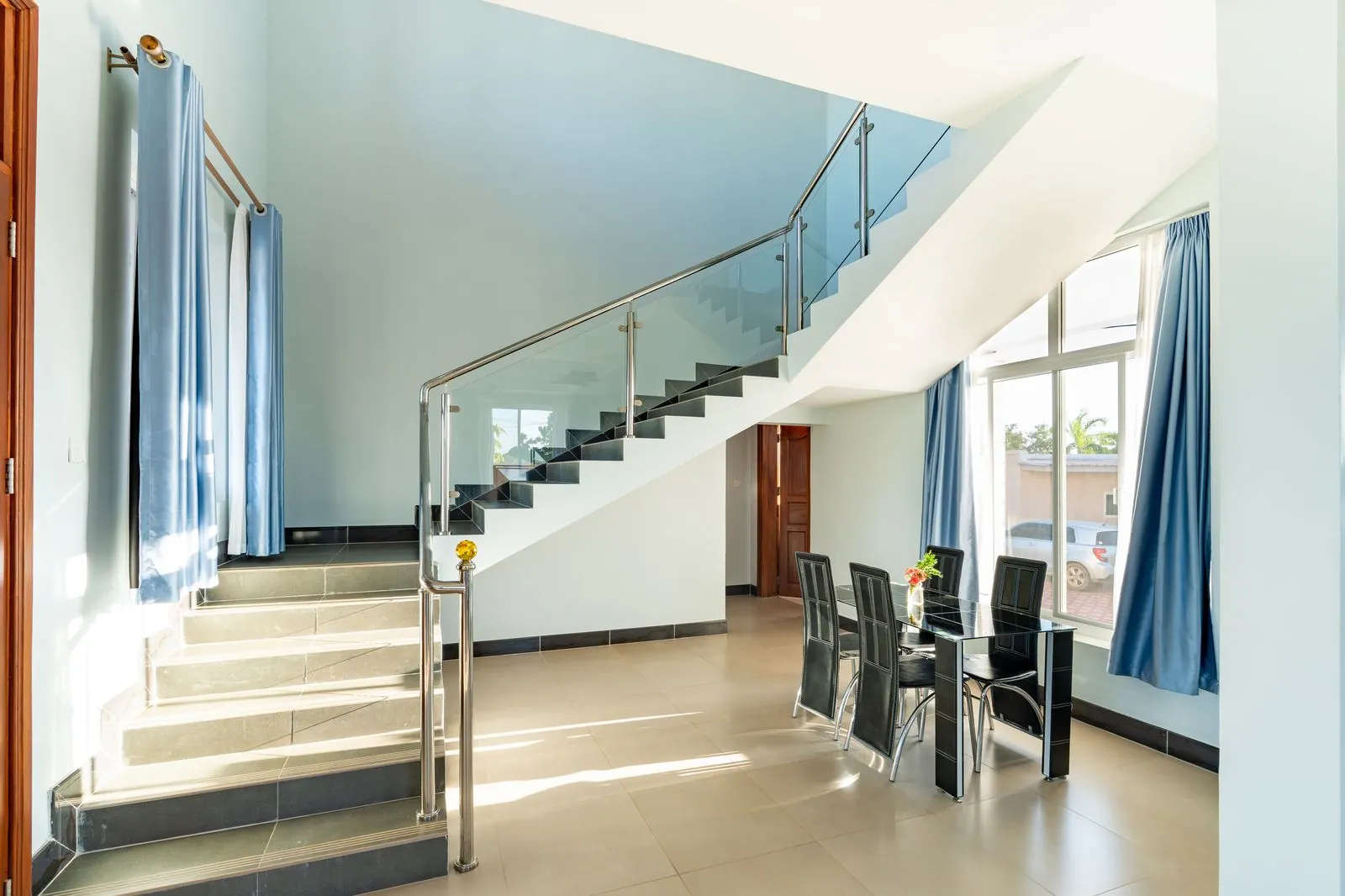 Staircase and dining area