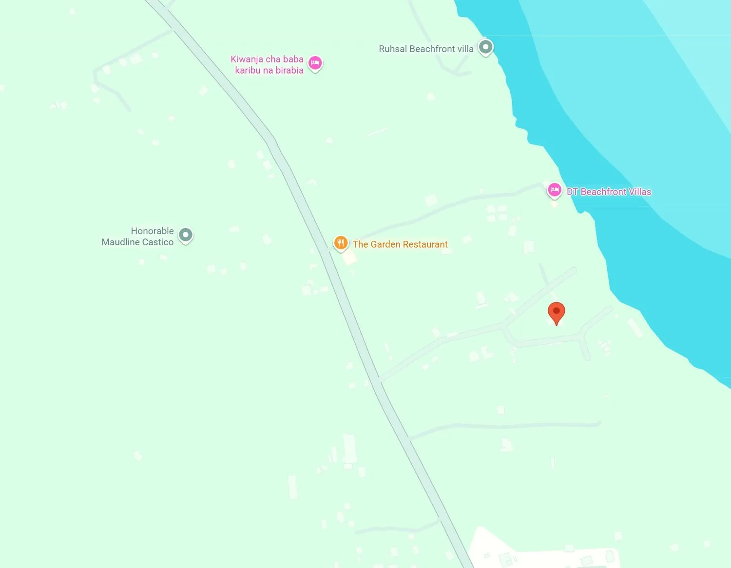 Map showing Twin Palms in Bweleo, Zanzibar